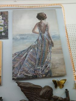 Woman On the Beach painting 