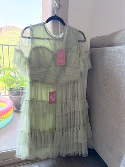 Ivy City Co Sage Green Star Tulle Dress — NWT — Size L