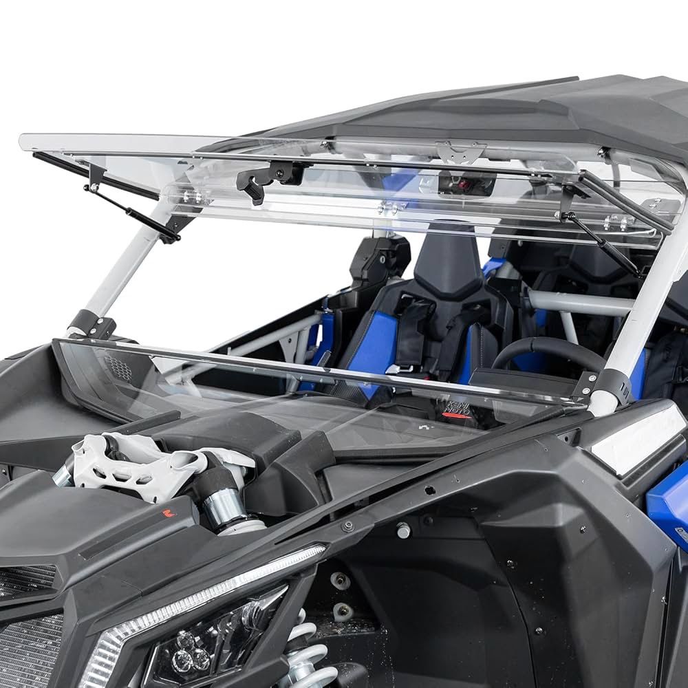X3 3-in-1 Flip Windshield Compatible with Can-Am Maverick X3 & X3 Max, Set to Closed, Vented or Open, Scratch Resistant Hard Coated 1/4" Thick Polycar