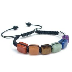 Genuine Crystal Stones 7 Chakra Balancing Energy Healing Adjustable Bracelet