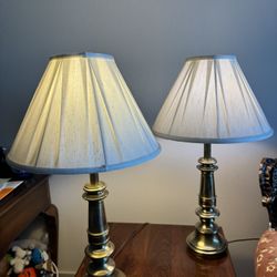 Stiffel  28 inch  brass table lamp (pair with shade)