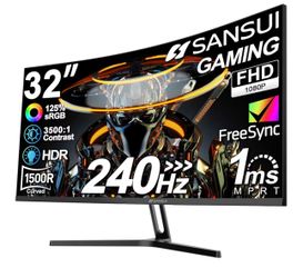 SANSUI 32 Inch Curved 240Hz Gaming Monitor High Refresh Rate, FHD 1080P Gaming PC Monitor HDMI DP1.4, Curved 1500R, 1Ms MPRT, HDR,Metal Stand, VESA Co
