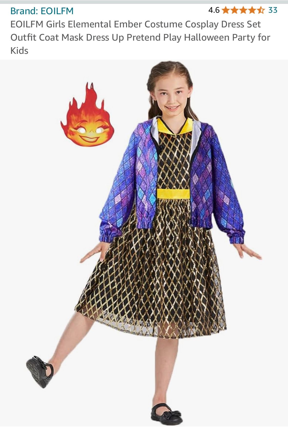 Ember Elemental Halloween Costume 3pc