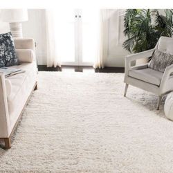 4ft X 6ft SAFAVIEH Fontana Shag Collection 4' x 6' Ivory FNT800A Solid Non-Shedding Living Room Bedroom Dining Room Entryway Plush 2-inch Thick Area R