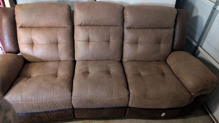 Brown Tufted 3-Seat Reclining Sofa