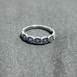 Sterling Silver Ring - Multiple Blue CZ