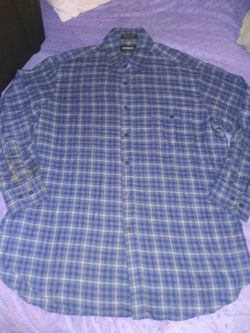 Vintage Men's XL Blue Plaid Monaco Button Down Collar Shirt
