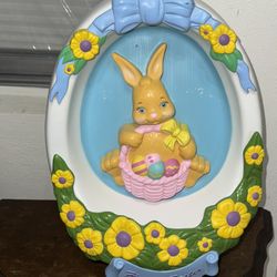 Vtg 1995 Blow Mold empire easter bunny in egg outdoor decor 18” tall RARE Rabbit Lamp