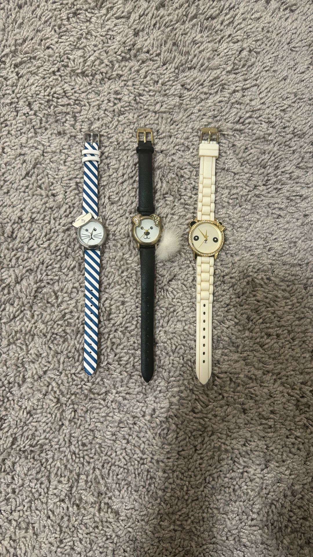 Girls watches (cat, dog, and a panda)
