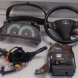 🔥🔥2007 Toyota Camry Le Steering + ECU W/ Key + Cluster Bazel W/ Cluster + Clock Spring W/Switches.