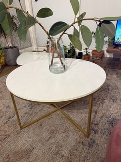36” Round Coffee Table with Gold Base