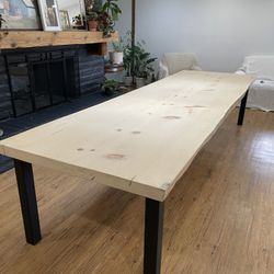 Gigantic 12 Ft Long Sugar Pine Live Edge Dining Table