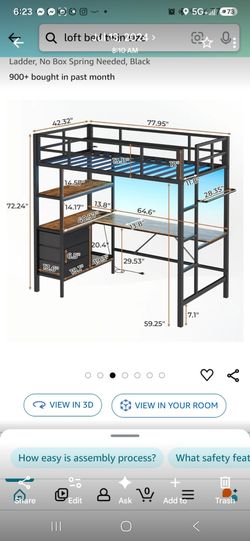 Loft bed with desk