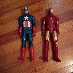 Set of 2 Marvel Superhero Action Figures Captain America & Ironman