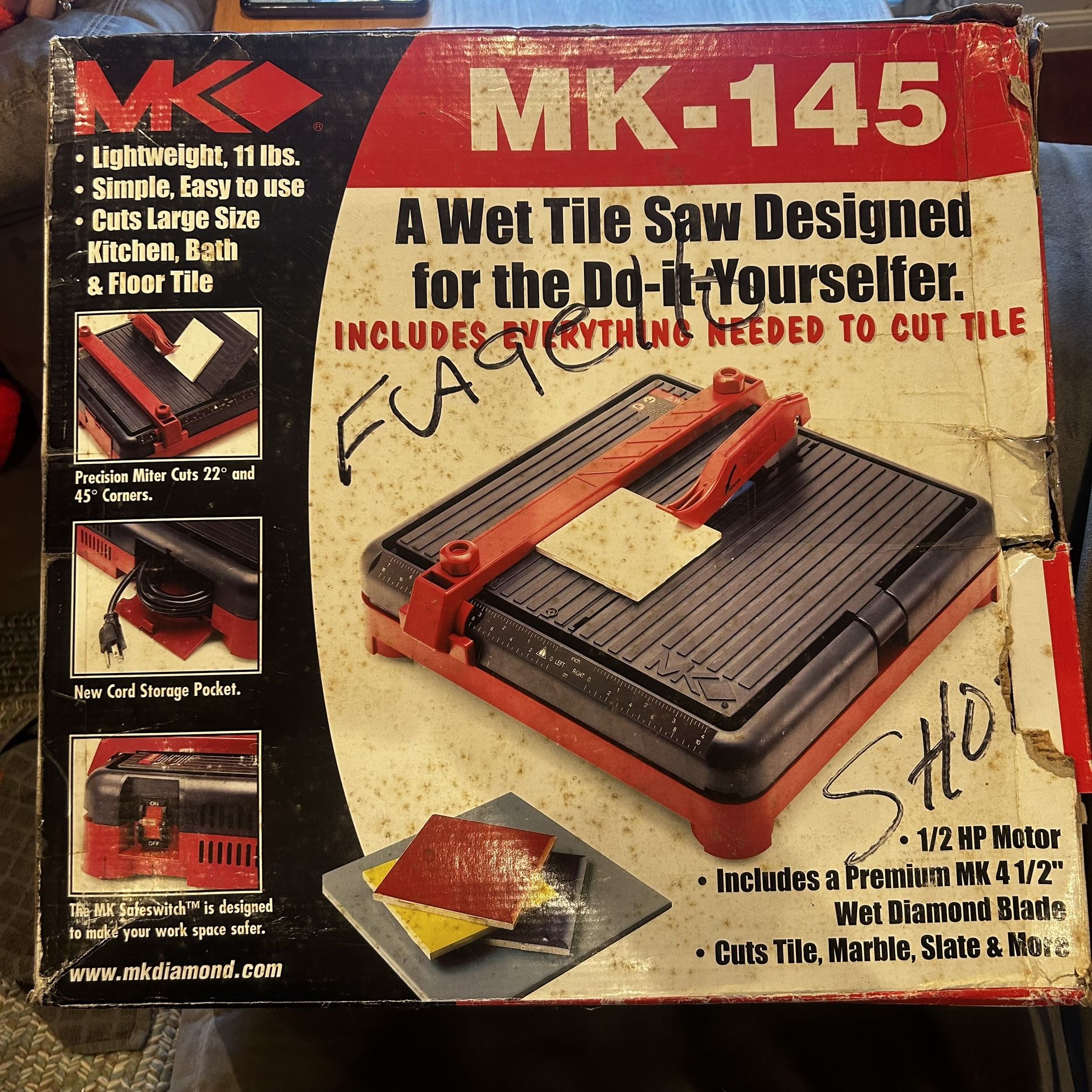 MK Diamond MK-145 4.5 in Wet Cutting Tile Saw 1/2 HP Motor