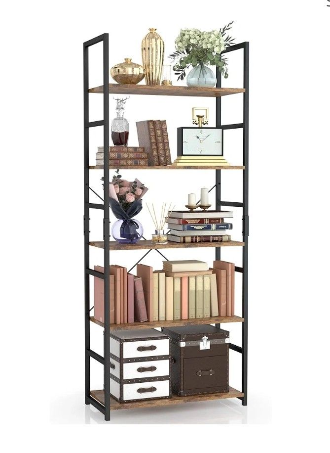 NUMENN Modern Vintage 5 Tier Tall Bookshelf
Bookcase Shelf Storage Organizer Book Shelf for Bedroom Living Room Home Office