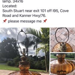 Retro vintage antique amber glass lamp mid-century