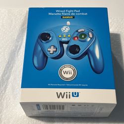 Nintendo Wii U Wired Fight Pad Samus Metroid Blue Controller New