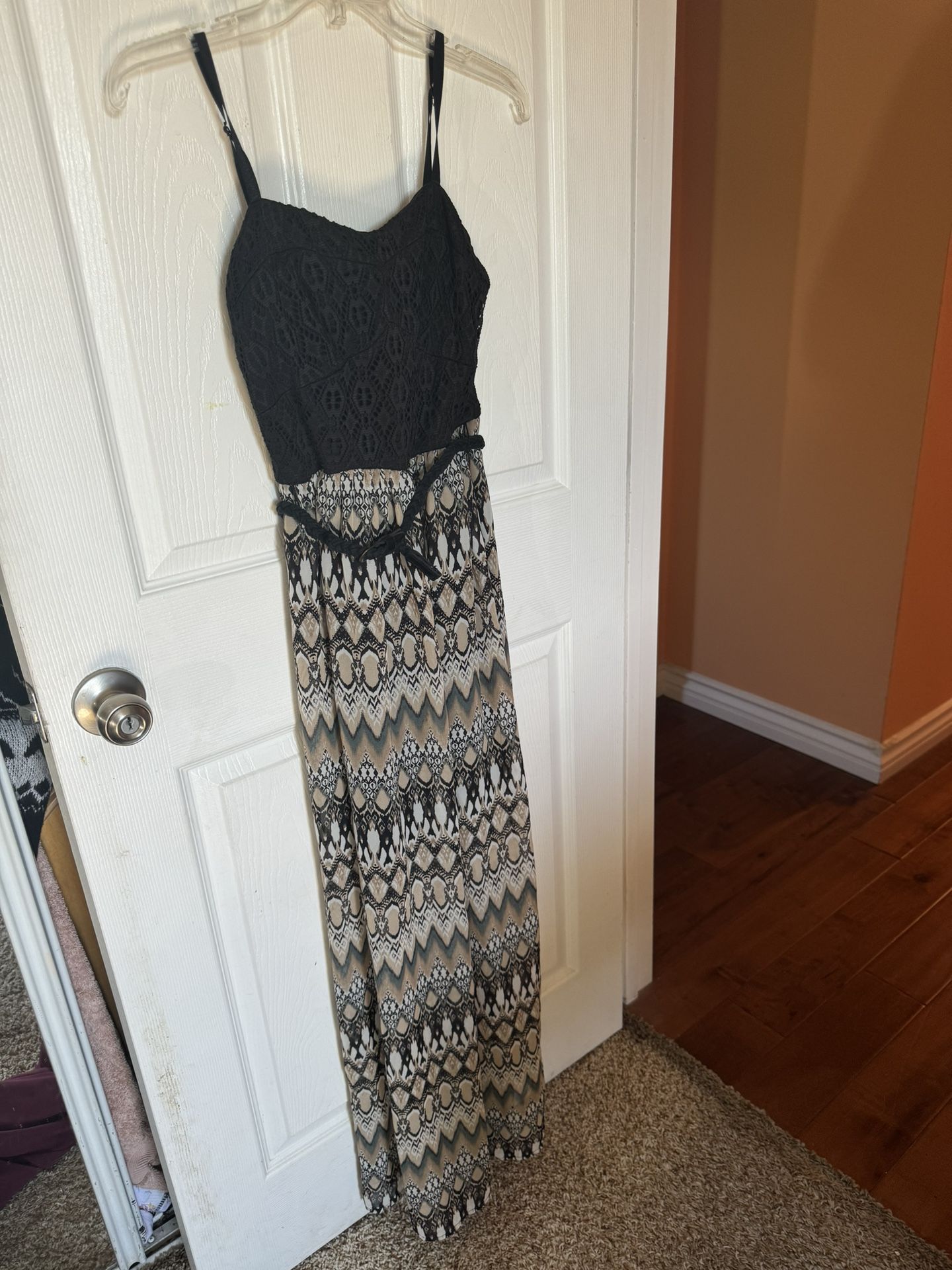 Black And Aztec Design Maxi Dress