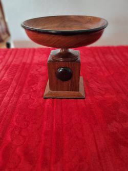 Wooden Pedestal Bowl with Square Base