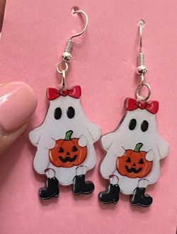 Halloween Ghost Pumpkin Dangle Earrings