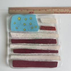 Handmade Fused Glass Plate – American Flag Design