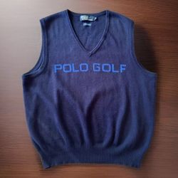 Vintage Polo by Ralph Lauren Mens Medium Blue Golf Pullover Sweater Vest