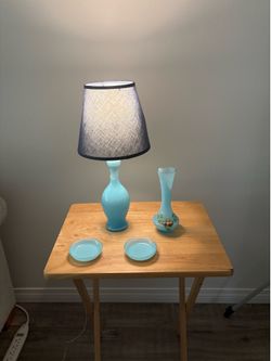 Beautiful French lamp, vase and plates