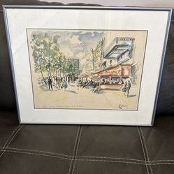 Puillery Lithograph Paris Sacre Coeur De Montmartre 1960s Professionally Framed
