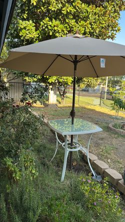 Umbrella and table