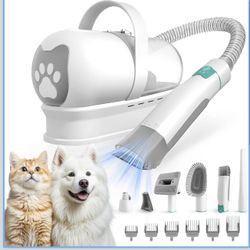 8VR - Kit de aseo para perros, aspiradora para mascotas con cortaúñas y rectificadora de uñas, aspiradora de pelo de perro con 6 herramientas de aseo 