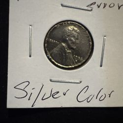Wheat Penny 1956 D Error Silver Color 