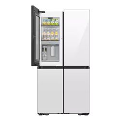 Samsung Bespoke 29 cu. ft. Standard Depth Smart 4-Door Flex French Door Refrigerator in White Glass with Beverage Zone