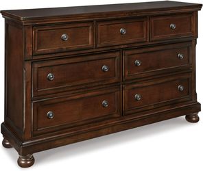 Signature Design by Ashley Porter Traditional 7 Drawer Dresser, Dark Brown Dark Brown 18"D x 65.6"W x 39.9"H (7 Drawers)