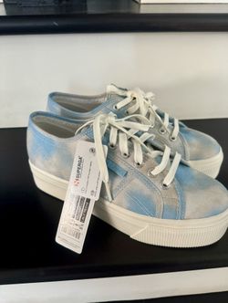 Superga light blue platform tennis shoes size 8 new