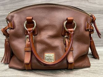 Dooney & Bourke Pebbled Leather Satchel Handbag Brown (A1D029379)