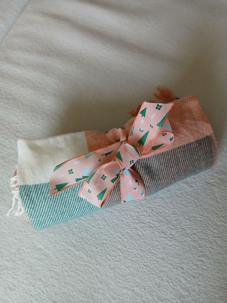 NEW Beautiful Pink White Green Wool Long Scarf