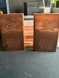 10x 2011 Half Pound .999 Fine Copper Bars USA Eagle 5 LB Total Bullion Lot