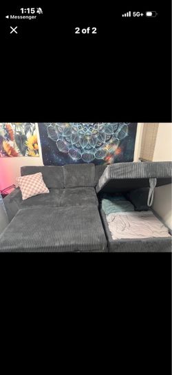 Gray Corduroy Sectional Sofa with Chaise