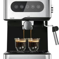Espresso Machine 20 Bar Espresso Coffee Maker Cappuccino Machine with Milk Frother, Digital Touch Panel, 50 OZ Removable Water Tank, Stainless Steel