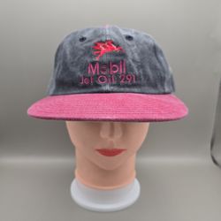 Vintage San Sun Mobil Jet Oil 291 Gray Denim Adjustable StrapbackHat