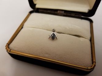Sterling silver and diamond Masonic pin.