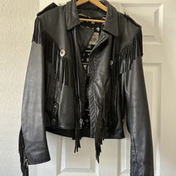 Leather Fringe Jacket 