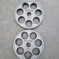 IVANKO Olympic Weight Plates (2x35Lbs) for $70 Firm (Walnut 91789)