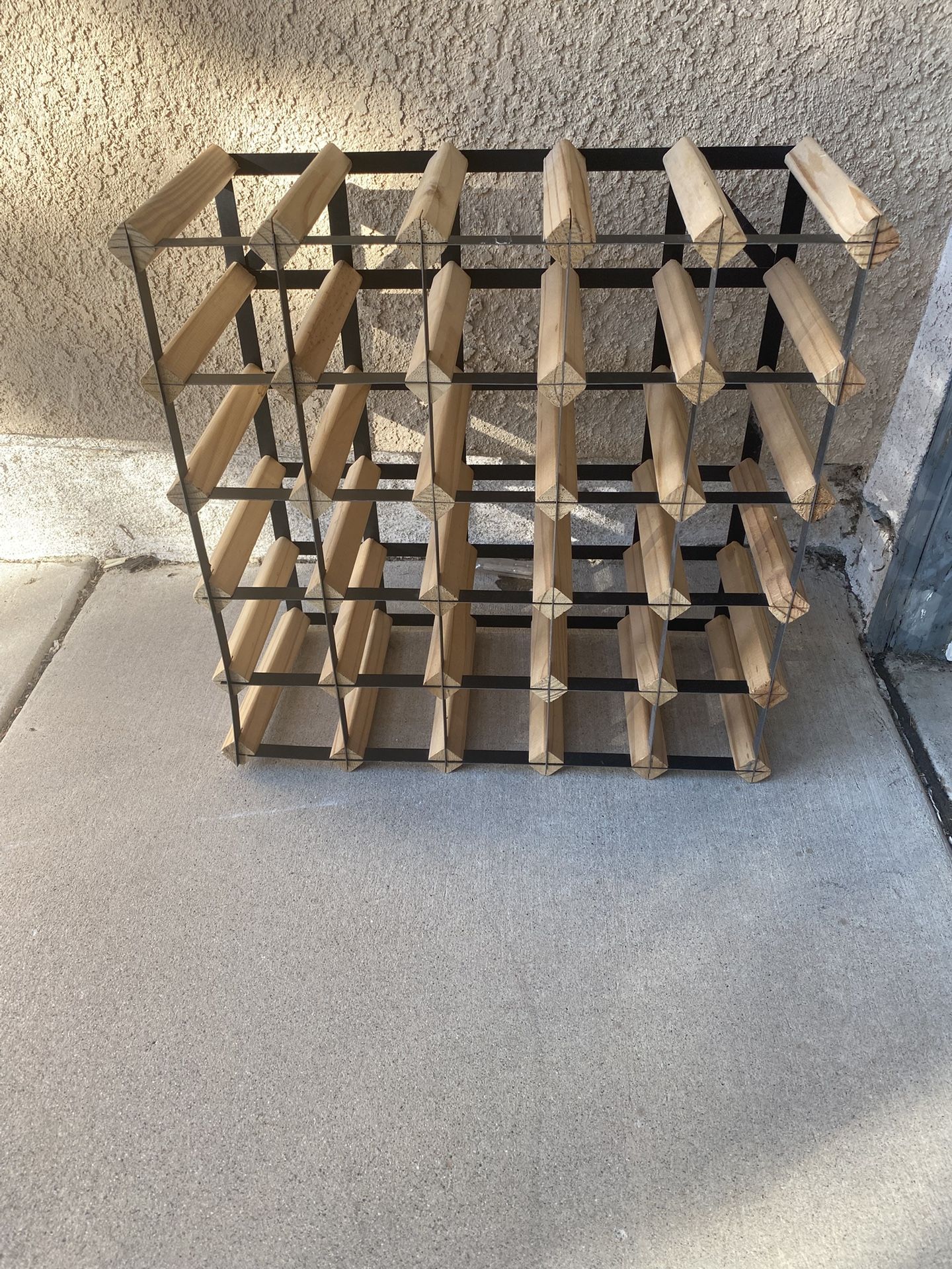 Wine Rack Natural Wood Finish- Holds Up To 36 Bottles 20.5”x20.5”