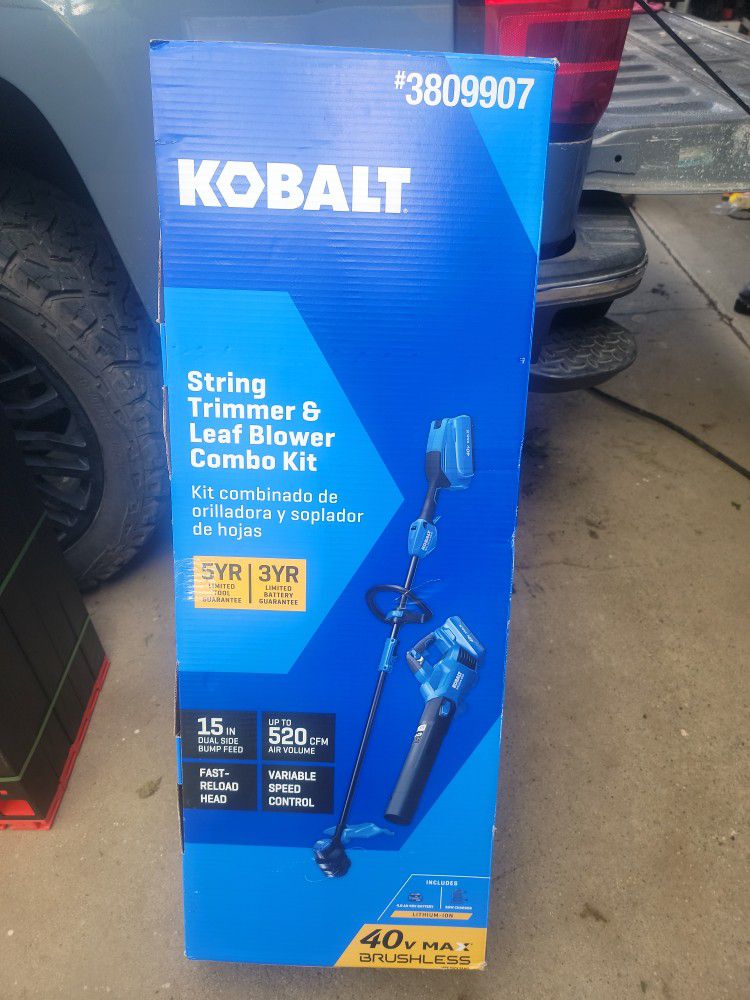 KOBALT GEN4 40-VOLT CORDLESS BATTERY STRING TRIMMER AND LEAF BLOWER COMBO KIT 4 AH BATTERY AND CHARGER INCLUDED 