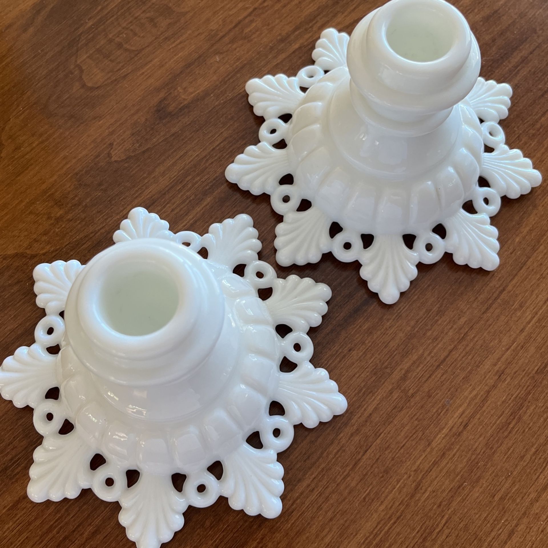 Milk glass Candlestick Holders #1
