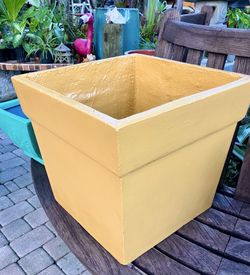 Yellow Concrete Pot: 15”W x 15”D x 14”H
