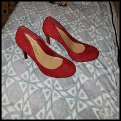 Jessica Simpson Suede Red Heels Size 7 OBO