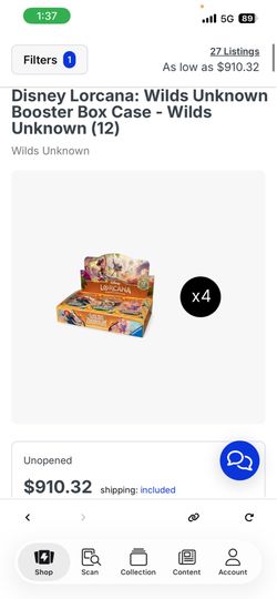 Sealed case of Disney Lorcana Wilds unknown